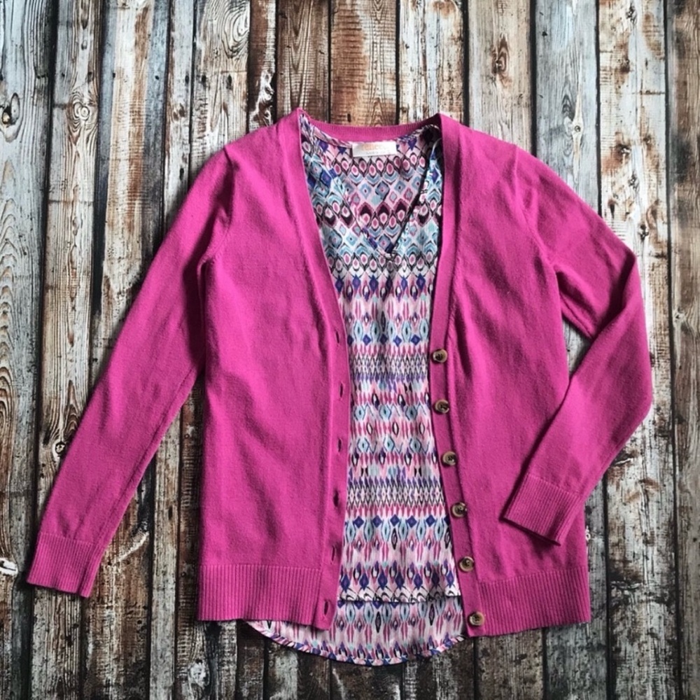GAP Pink Fuchsia Button Up Cardigan Sweater